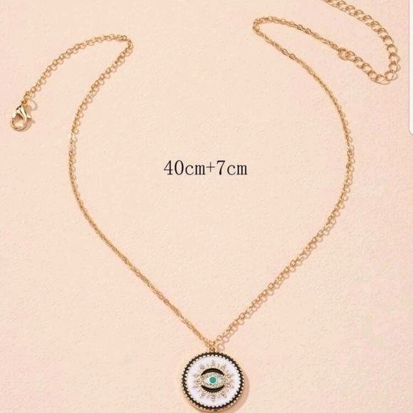 𝅺new Black Rhinestone detail Eye 🧿 pendant yellow gold for GOOD LUCK 🍀 - Picture 3 of 3